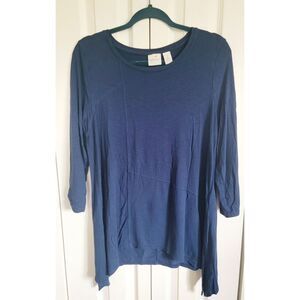 Chico's Zenergy 1 Navy Blue 3/4 Sleeve Sweatshirt Athleisure Medium Angle Top‎
